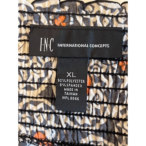 INC Women Multi Print Wrap Sundress WPL8046 Sleeveless Peplum Hem Black White XL - Picture 4 of 5